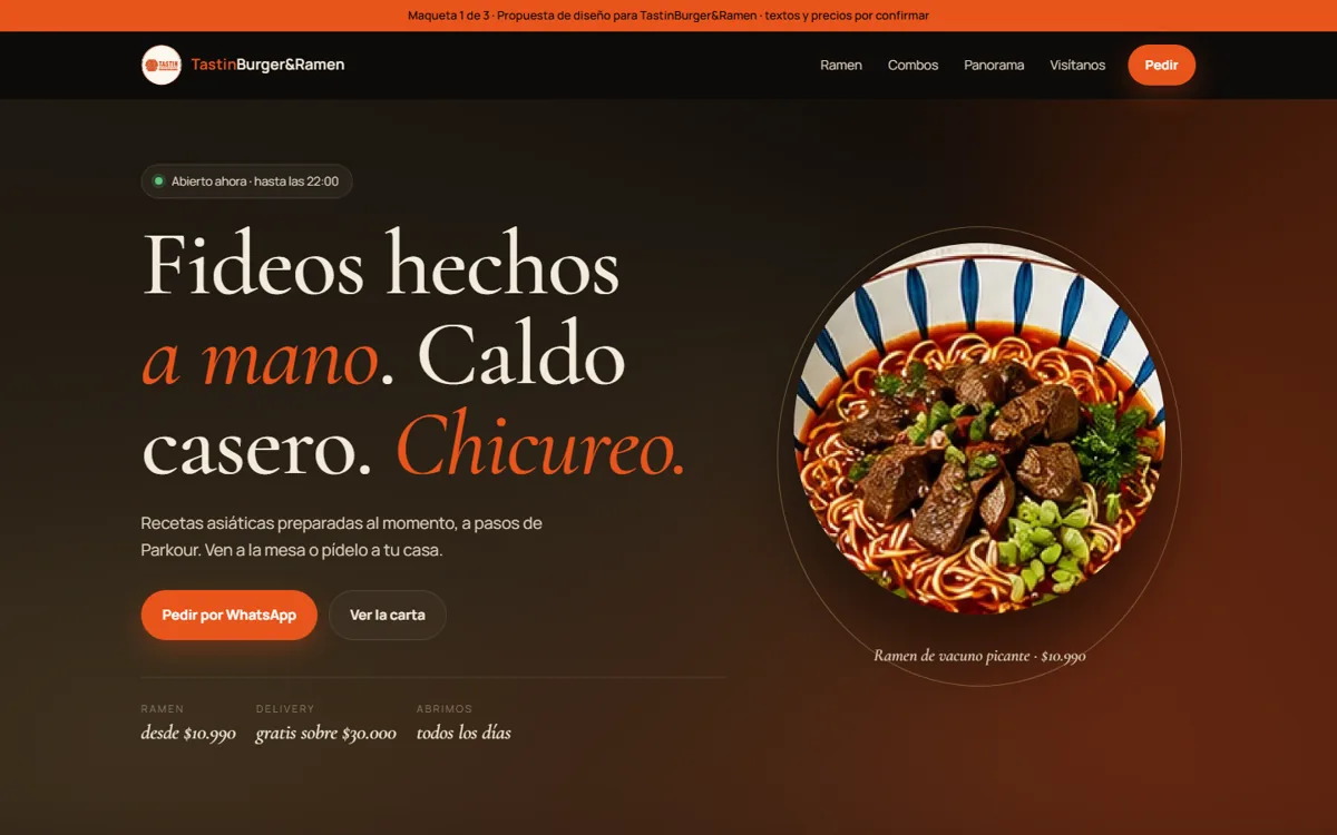 Vista de la maqueta 1, Noche de ramen